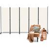 Ikodm Paravent Outdoor divisorio su ruote, 5 pezzi, 284 x 181 cm, paravento resistente alle intemperie, per esterni e ufficio, colore beige