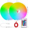 HEGEHE - Striscia LED RGB 5V con controller, flessibile impermeabile IP67, 108 LED/m Striscia neon LED da 2m CIR85+, 5,5cm tagliabile una volta, decorazione domestica