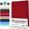 Buymax® Lenzuolo con Angoli per Topper Matrimoniale 160x200 cm - 100% Cotone Jersey, Rosso, per Materassi fino a 12 cm di Altezza