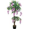 Decovego Wisteria Glicine Pianta Albero Artificiale con Legno Naturale 120cm