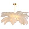 GUANSHAN Lampada a sospensione con paralume in piuma di struzzo bianco Lampada a sospensione Lampada da soffitto Apparecchio di illuminazione da soffitto per camera da letto, soggiorno
