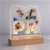 PV Grafik® Lampada Papà Personalizzata con 3 Foto e Dedica - Regalo Festa del Papà Originale - Targa Plexiglass con Base in Legno - Idea Regalo Compleanno da Figlio e Figlia(Base Led)