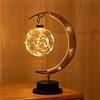 LYEAA Lampada lunare incantata luce notturna a batteria, luce solare e stella con Sepak Takraw penzolante romantico rattan per bambini compleanno fatto a mano corda di canapa in ferro lampada da notte per