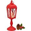 Cecaro Group - Lanterna Lampione Natalizio Rosso con Candela a Batteria - Lampada da Tavolo per la casa giardino - Decorazione
