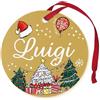 Corredino Neonato Pallina di Natale Personalizzata con Nome Luigi, Decorazione Natalizia 100% Italiana, colore oro da 8 cm (oro, Luigi)