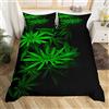 Loussiesd Set di biancheria da letto con foglie di marijuana e foglie di marijuana, per bambini, ragazzi, ragazze, adolescenti, foglie di marijuana, copripiumino traspirante, botanico, verde, per letto singolo