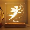 LASERO' Lampada Personalizzata con Nome in Plexiglass Inciso - Luce Notturna Personalizzata Bambina - Lampada Cameretta Bambini con Base in Legno - Idea Regalo Nascita o Battesimo