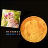 Naispanda Lampada lunare 3D personalizzata, lampada lunare personalizzata con foto, 16 colori LED, dimmerabile, con supporto in legno, telecomando e controllo touch, 10 cm