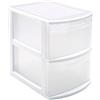 Acan Tradineur - Contenitore stretto modello Támesis in plastica, 2 cassetti trasparenti, torre di archiviazione, ufficio, casa (Bianco, 40 x 28,5 x 39 cm)