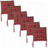 PARAMAISON Cuscini Coprisedie Natalizi 4 Punti Tartan, Set 6, 40x40 cm | Imbottitura Trapuntata per Seduta, Fissaggio con Laccetti, Decorazione Natalizia per Cucina e Soggiorno