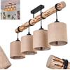 HOFSTEIN Lampada da soffitto Soungou regolabile, in metallo/legno/lino, colore nero/naturale/beige, design bohémien/scandinavo, asta in legno, max. 82 cm, 4 x E27, soggiorno, sala da pranzo, cucina