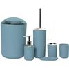 Wanym Set Completo di Accessori per il Bagno, Moderno ed Elegante - 6 pezzi, Con Dispenser Sapone, Portaspazzolino, Portasaponetta, Portascopino, Pattumiera, Tazza per Spazzolino da Denti,Light blue