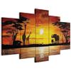 murando - Quadro Natura 200x100 cm 5 Pezzi - Stampa su Tela Strutturata XXL Grande - Quadri Moderni Componibili Camera da Letto Matrimoniale - Stampe da Parete Arte - Africa Elefanti 5730