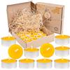 BeesWax World - Candele 100% cera d'api con stoppino in cotone - 4h di combustione - Set da 10 o 50 pezzi - Candele ecologiche in cera d'api con plastica riciclata (25, Metallo)