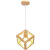 iDEGU Lampadario a Sospensione Moderno a Forma di Cubo Stile Geometrico E27 Lampada da Soffitto Vintage in Legno Retrò Lampada a Sospensione per Camera da Letto, Soggiorno, Ristorante - 16cm