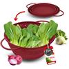 Coolinato - Scolapasta silicone pieghevole 16 cm rosso - Colino per pasta, verdura e frutta - Colapasta per lavastoviglie, senza BPA e termoresistente fino a 230°C - Setaccio salvaspazio richiudibile