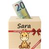 DEschenk Salvadanaio In Legno Personalizzabile per Banconote E Monete, Con Il Nome Desiderato - Libro Risparmio Soldi Unico - Libretto Risparmio Soldi (Giraffa)