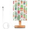 Sevdomey Lampada da comodino colorata a forma di cactus in vaso con porta USB, nessuna lampadina necessaria, luce LED calda per camera da letto, soggiorno, ufficio, lampada da comodino per lettura