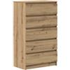 vidaXL Cassettiera Rovere Artigianale 60x36x103cm in Legno Multistrato, Mobile con cassetti, credenza, credenza con cassetti, Mobile Contenitore