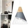 Mengjay Lampada a Sospensione Industriale Lampadario Retro Rustico Lampadario Plafoniera in Metallo Creativo Luci a Sospensione Lampadari,Lampada a Soffitto in Legna Metallo per Soggiorno (Grigio)