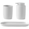 Inbagno Set Accessori Bagno Bianco 3 pezzi Taki - Dispenser, Portaspazzolino E Vassoio In Plastica Opaca