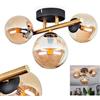 hofstein Lampada da soffitto Chehalis, lampada da soffitto in metallo/vetro nero/oro/ambra, design retrò/vintage con ombrelli in vetro (Ø 10 e 12 cm), 3 LED G9, senza lampadina