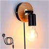 GZZBMY Lampada da Parete Interni con Dimmerabile Interruttore e Spina Applique da Parete Vintage Industriale E27 Applique Muro Metallo Corridoio Soggiorno Camera da Letto Nero (1 Pezzi)