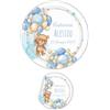 PV Grafik® 100 Tag Adesivi Personalizzati con nome e data, Etichette Adesive per Battesimo e Nascita personalizzati con nome e data Scegli la tua Misura e Personalizza (Modello 59)