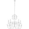 Be-Light Lampadario Shabby 5 Luci Ferro Battuto Bianco E Cristalli