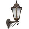 hofstein Lampada da parete per esterni Hongkong FROST, lampada verso l'alto in stile antico, alluminio fuso marrone/oro, vetri, E27, lampada da esterno retro/vintage per terrazza, cortile, senza lampadina/e