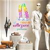 kina - UVNC0027 Vetrofania Collezione Primavera Estate ITA - Scarpe Hello Spring - Misure 70x35 cm - Decorazione Vetrine Negozi Stickers Adesivi
