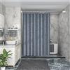 Lifup Tenda Doccia Antimuffa in Tessuto di Biancheria Blu - Con Anelli, Idrorepellente e Lavabile - Per Bagno 80x200cm