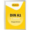 druck.de 2 cornici pieghevoli A1 per poster, cartelli, pubblicità, telaio in alluminio con profilo da 2,5 cm, adatto per montaggio a parete, protezione trasparente in plastica protegge il vostro
