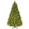 COSTWAY Albero di Natale 210/225/240 cm, Albero di Natale con 460/540/600 Luci a LED Bianco Caldo, 925/1125/1335 Rami e Pigne, Decorazione Natalizia per Casa e Negozio (240cm)