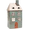 Home of Christmas Lichthaus | Tealight Cottage | Candeliere | Portacandele | Ceramica (azzurro/beige, 22,5 x 10 x 8 cm)