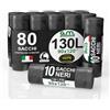 G.M. DISTRIBUZIONE GM 80 Sacchi Neri Grandi Resistenti 90x120 cm Plastica HDPE, 130 litri, Sacchetti indifferenziata, Sacchi spazzatura, Buste Spazzatura, Sacchi condominiali, 10 Rotoli da 8 Buste Immondizia