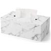 KINGFOM Scatola per fazzoletti in pelle PU, per Ufficio, Auto (Marmo Bianco)
