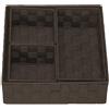 VIRSUS Cassetti Portaoggetti in Tessuto impilabili 5703, Trama intrecciata 3 Scomparti interni, misura 26x26x9,5 cm, contenitore salvaspazio, Organizer accessori bagno (Marrone)