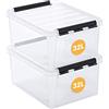 SmartStore Contenitori in plastica trasparente da 32 l, confezione da 2, rinforzati, 10 anni di garanzia, per alimenti, con chiusura a clip, impilabili e annidabili, senza BPA, 50 x 39 x 26 cm