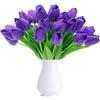 HAOSHICS Tulipani artificiali finti tulipani olandesi al tatto vero bouquet di fiori in lattice tulipani per matrimoni, casa, hotel, feste, giardino, multicolore 10 pezzi (viola scuro)