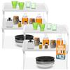 AKITAInk Scaffale Portaspezie, Set di 4 Scaffali Impilabili, Versatili e Robusti con gambe reclinabili - Organizzatori da Cucina Espandibili, Scaffale da Cucina Impilabile, Plastica e Metallo, Bianco