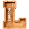 Summidate Salvadanaio Legno Bambini, Porcellino Salvadanaio Trasparente Lettera A-Z, Regalo Educativo Compleanno e Battesimo Personalizzabile con Adesivi per Ragazzi e Ragazze