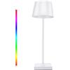 Generico Lampada da Tavolo Senza Fili Ricaricabile - Lampada da Scrivania a LED Dimmerabile All'infinito con Interruttore Tattile - IP44 - a Batteria 4000mAh - 3000K /4000K /5000K + RGB
