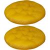 YOUGANG - Cuscino per sedia rotondo, 35 x 35 cm, cotone, imbottitura completa, forma circolare, per sala da pranzo, cucina, cuscino antiscivolo per pavimento, cuscino per sedile auto, giallo, 2 pezzi