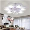 HMASNSEIY Lampadario Moderno con Lampada da soffitto Che Cambia Colore con Gocce di Pioggia in Cristallo, plafoniera a LED con Telecomando e 7 lampadine E27 (90x90x38 cm/7 Teste), Comodo Anniversario