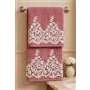 Corredocasa Coppia Asciugamani Bagno per Viso e Ospite, Made in Italy - Soffice Spugna di Cotone con dettagli in Macramè con Manifattura Italiana di Alta Qualità - 60x110cm e 40x60cm (Rosa Antico)