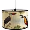 FANSU Paralume E27 Vintage Paralume in Bambù Stile Cinese Lampadario Copertura Lampada Accessori Luce Sostituibile Lampada Tavolo Lampada Comodino Paralume a Tamburo (uccello tropicale)