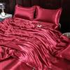 GENPICONG Set di Biancheria da Letto in Seta con Copripiumino, Lenzuolo, Federa, Lenzuolo in Raso di Lusso, Tinta Unita, King Size, Queen Size, Full Size, Twin Size