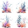 GORGECRAFT 4pz Vetrofania Corallo 16x16 cm Oceano Mare Pesce Adesivo Statico per Porta Scorrevole Vetrofania Pellicola Anti-Collisione Avviso Camera Da Letto Decalcomanie per Evitare Che Si Fermano