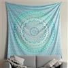 THE ART BOX Parete Boho Mandala Arazzo Verde E Bianco - 135x160 cm Indiano Cotone Hippie Parete Arredamento Bohemian Psychedelic Arazzi per Soggiorno